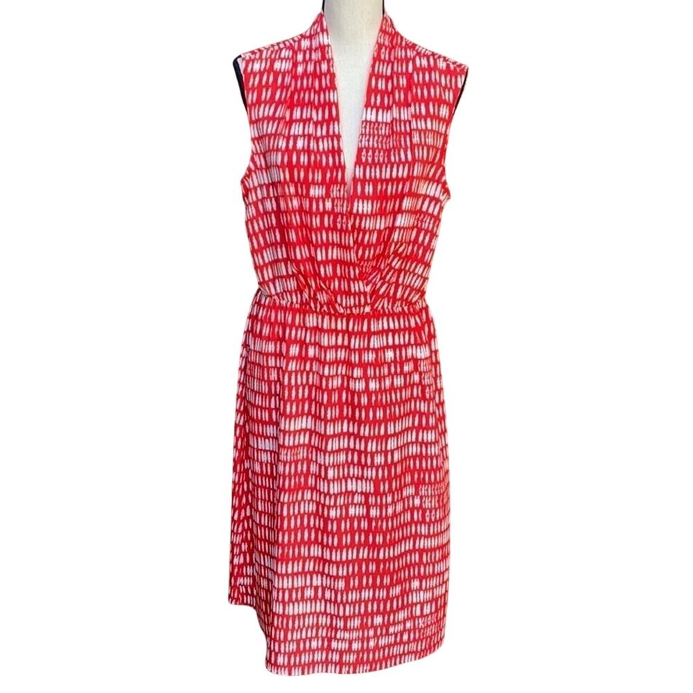 ZOZO Fiesta Red Sleeveless Surplice Midi Dress Faux Wrap Pleated Medium NWT